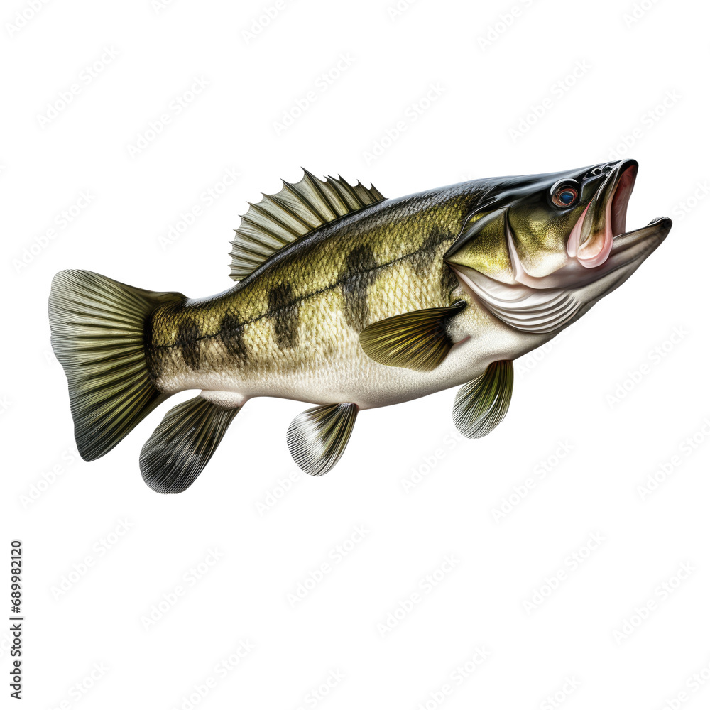 Naklejka premium Bass fish on transparent background