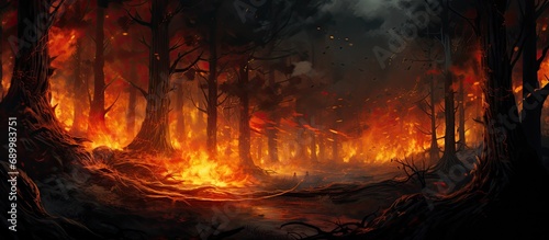 Fire in the woods.