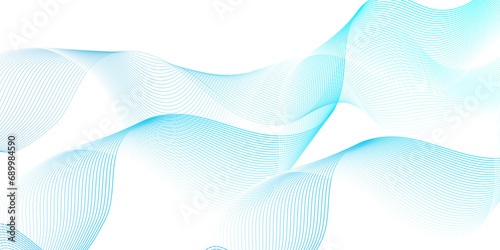 Modern seamless abstract blue wave geometric Technology  data science frequency gradient lines on transparent background. Isolated on white background. blue and white wavy stripes background.