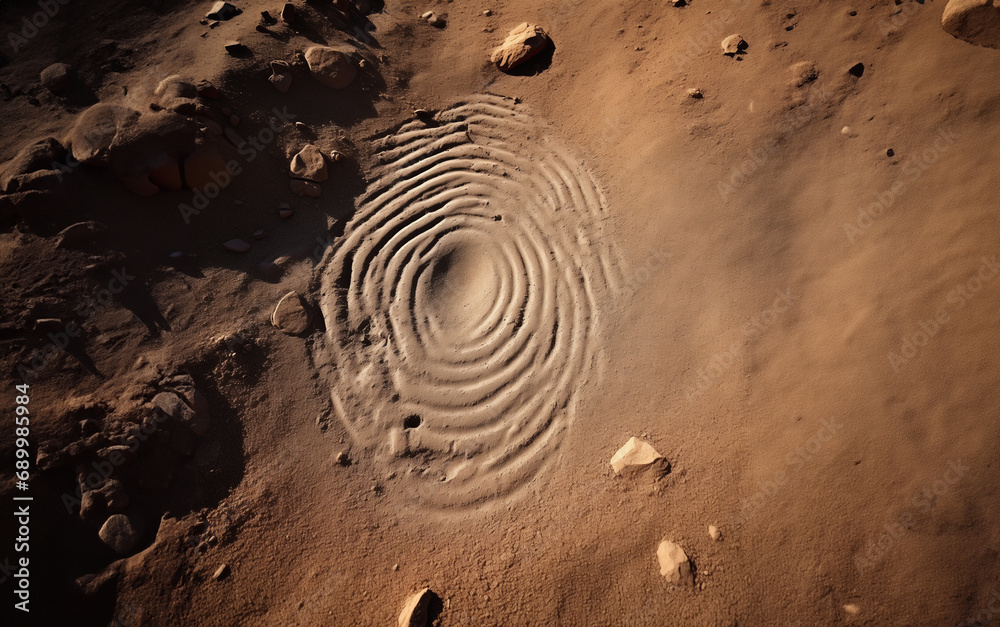 a huge fingerprint on ground aerial shot a huge fingerprint on ground aerial shot