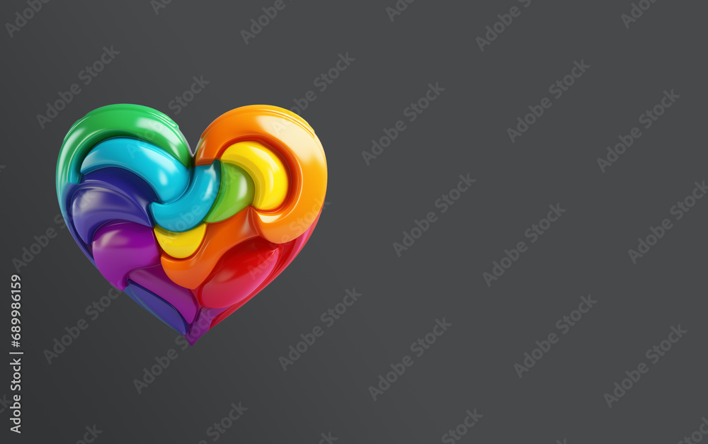 3D Illustration. Isolated rainbow heart, gay pride LGBTQ, freedom concept background love for all
3D Illustration. Isolated rainbow heart, gay pride LGBTQ, freedom concept background love for all