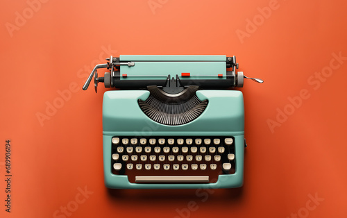 old vintage typewriter retro orange background 