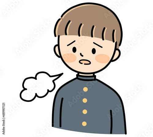 ため息をつく中高生の男子