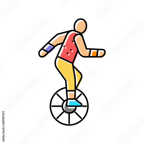 unicycle carnival vintage show color icon vector. unicycle carnival vintage show sign. isolated symbol illustration