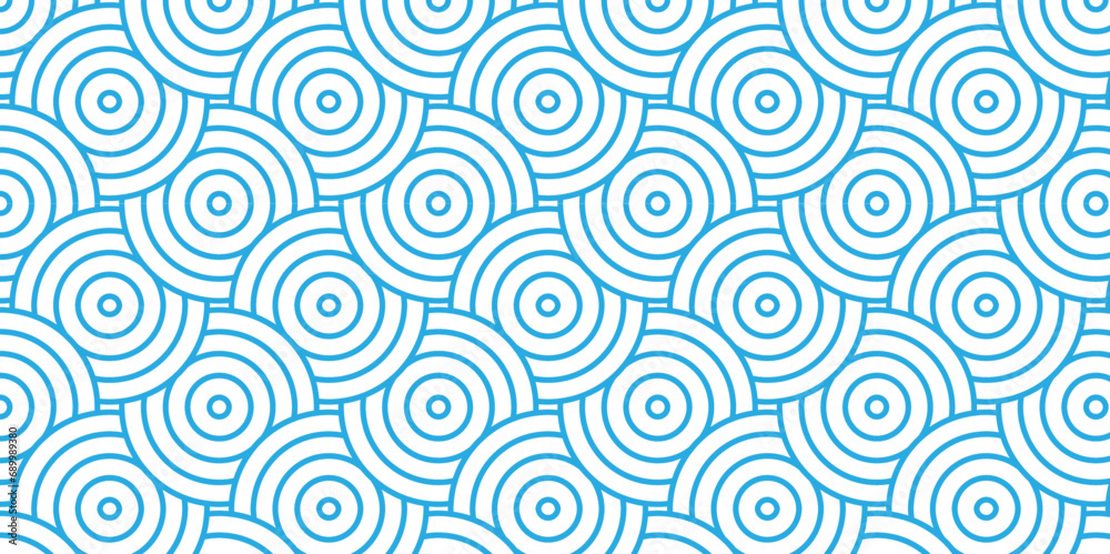 Abstract Pattern with circle wave lines blue seamless silk fabric geomatics overlapping create retro square line backdrop pattern background. Overlapping Pattern with Transform Effect.