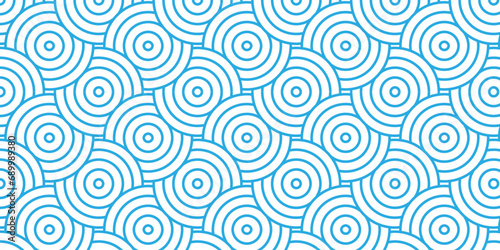 Abstract Pattern with circle wave lines blue seamless silk fabric geomatics overlapping create retro square line backdrop pattern background. Overlapping Pattern with Transform Effect.