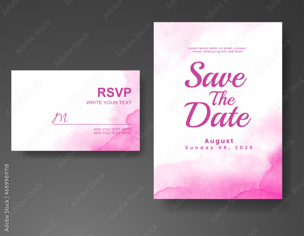 Wedding invitation with abstract watercolor background