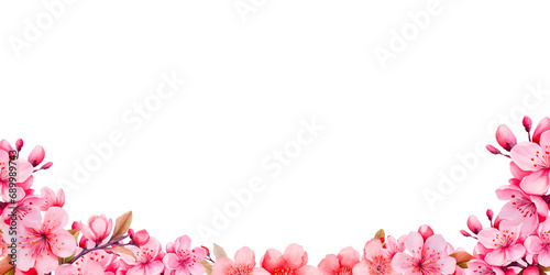 pink cherry blossom border in watercolor on a transparent background photo
