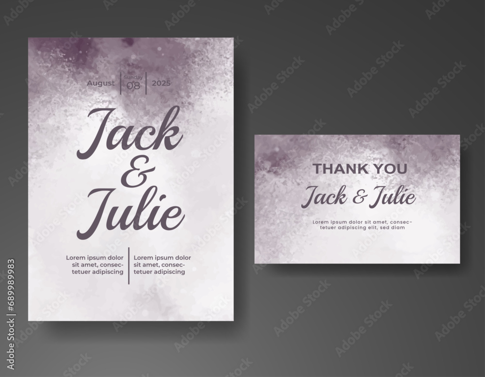 Wedding invitation with abstract watercolor background