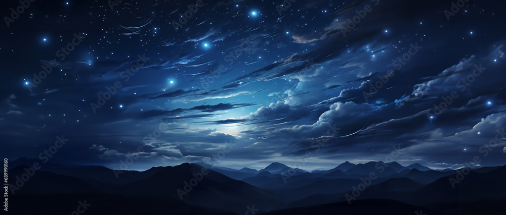  Silhouetted Peaks under a Starry Sky