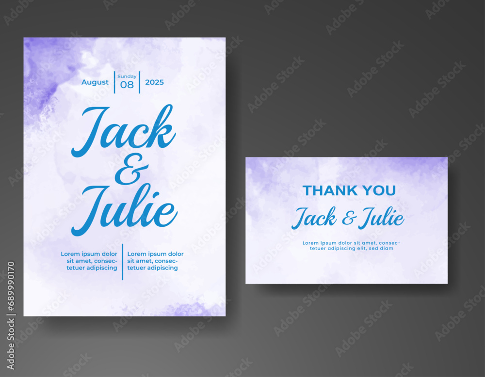 Wedding invitation with abstract watercolor background Wedding invitation with abstract watercolor background