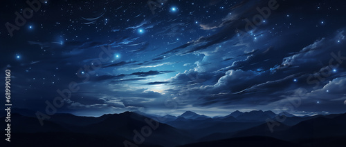  Silhouetted Peaks under a Starry Sky