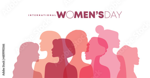 March 8, International Women's Day. Vector illustration group of women in flat style design. © littleWhale
