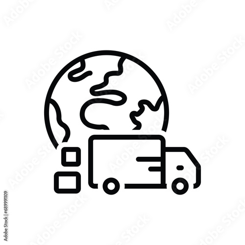 Black line icon for global logistics 