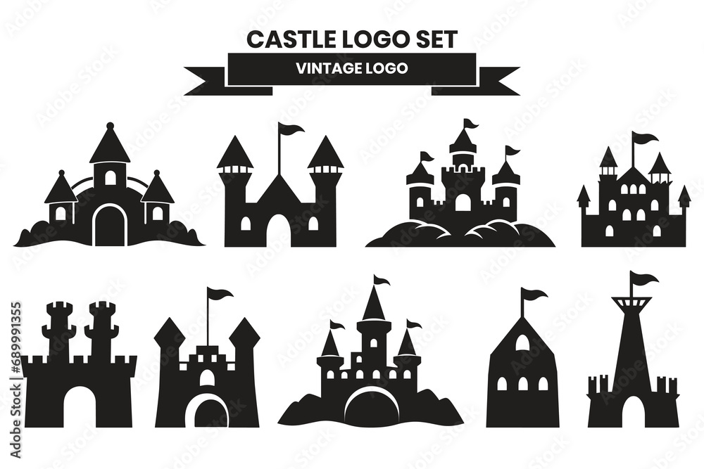 Castle silhouette object in vintage style