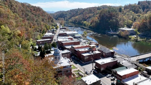 aerial overlooking Marshall NC, North Carolina photo