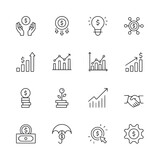 set of business icon for web app simple line design