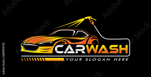 car wash logo emblem design template. automotive logo isolated on a black background