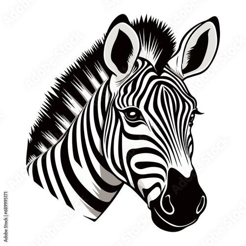 zebra Portrait Sticker  zebra head mascot logo illustration  zebra character  generative ai