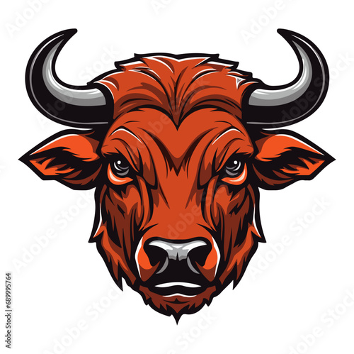 Bull Portrait Sticker, Bull head mascot logo illustration, Bull character, generative ai