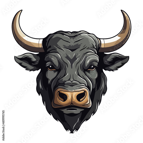 Bull Portrait Sticker, Bull head mascot logo illustration, Bull character, generative ai © Ann