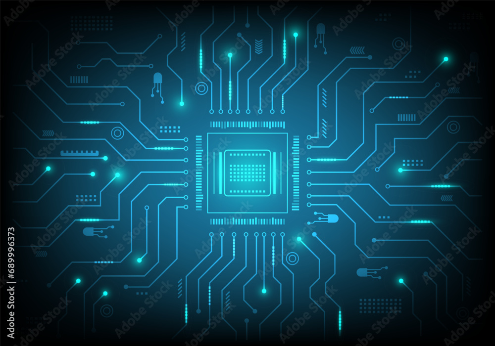 Circuit board. CPU technology. blue abstract Motherboard vector illustration