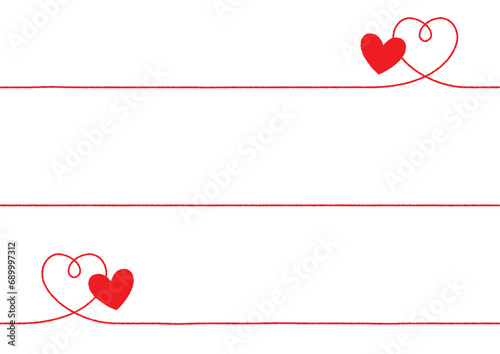 シンプルな手書きの赤いハートのライン 線画