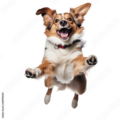 Happy dog jumping, isolated background © Ferdous