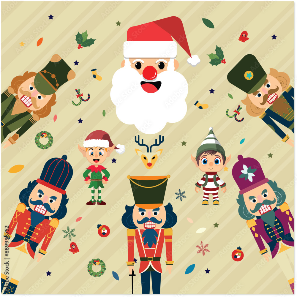Fototapeta premium Seamless pattern for Christmas decorations and characters. Wrapping paper, background.