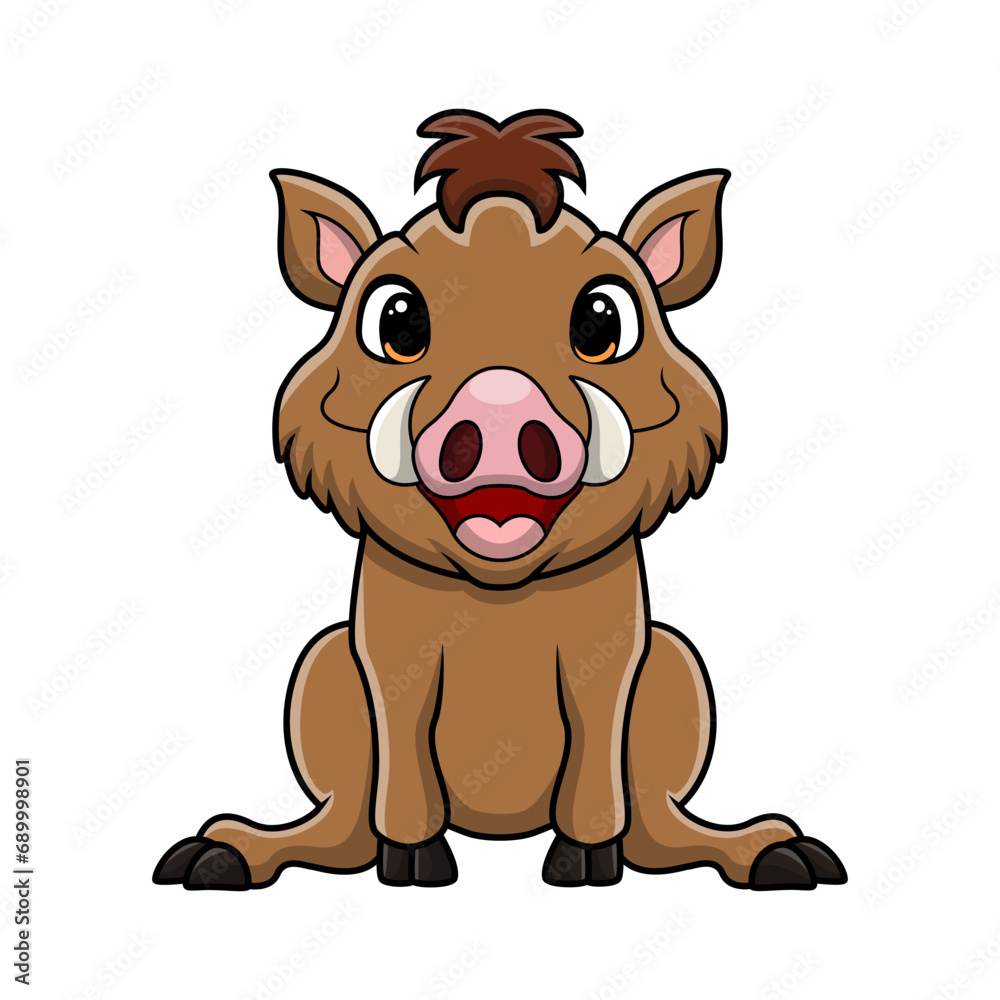 Fototapeta premium Cute warthog cartoon on white background