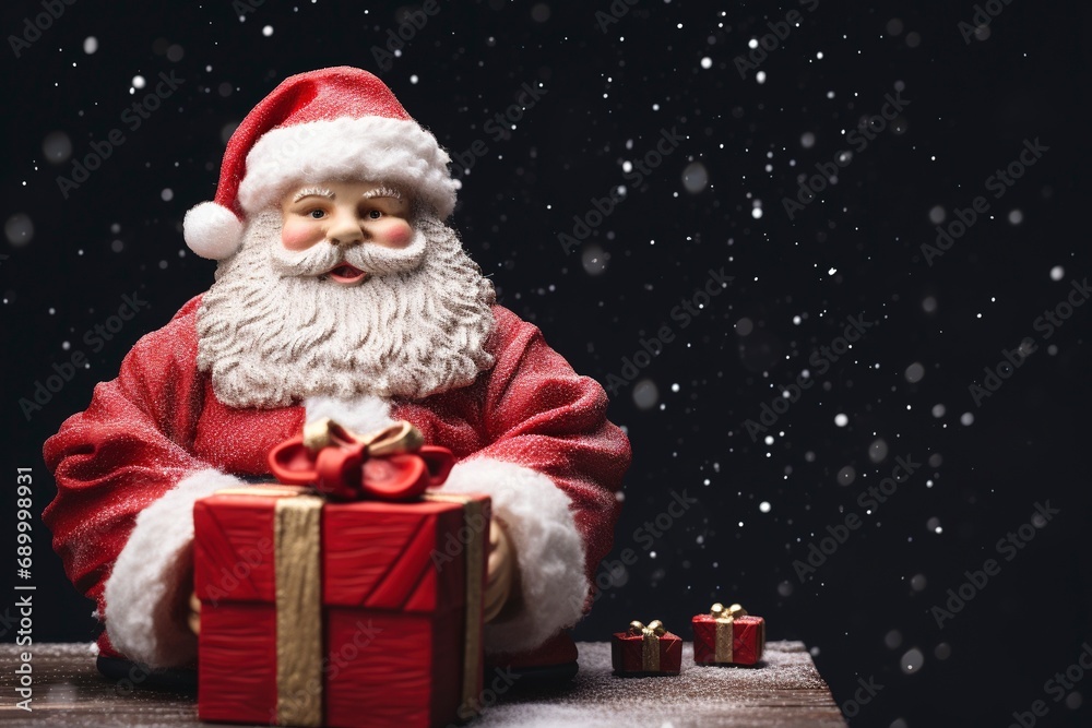Christmas santa claus with gift box, copy space with generative ai Christmas santa claus with gift box, copy space with generative ai