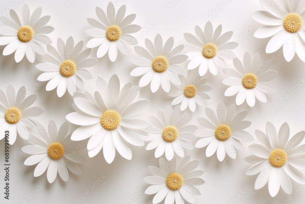 3d render of white daisy flower on white copy spcae background. 3d render of white daisy flower on white copy spcae background.
