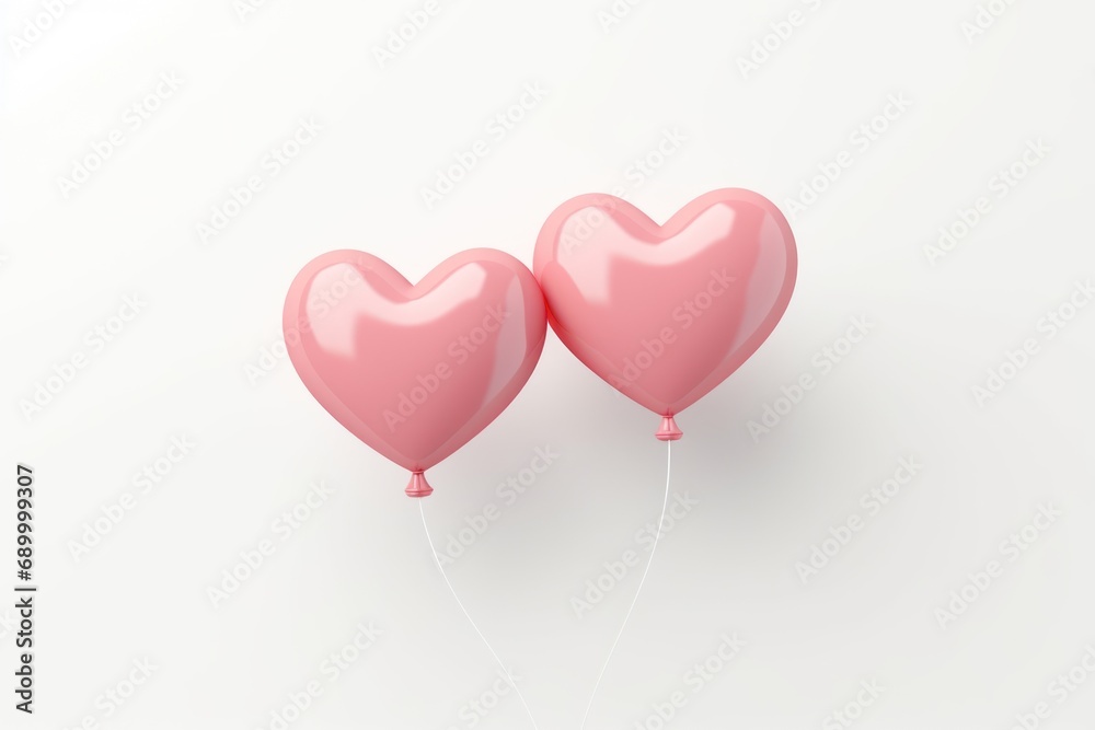 Happy valentine's day concept card with pastel cute heart balloons on white background.