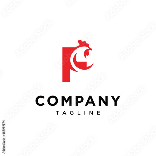 Letter F chicken Rooster logo icon vector template.eps