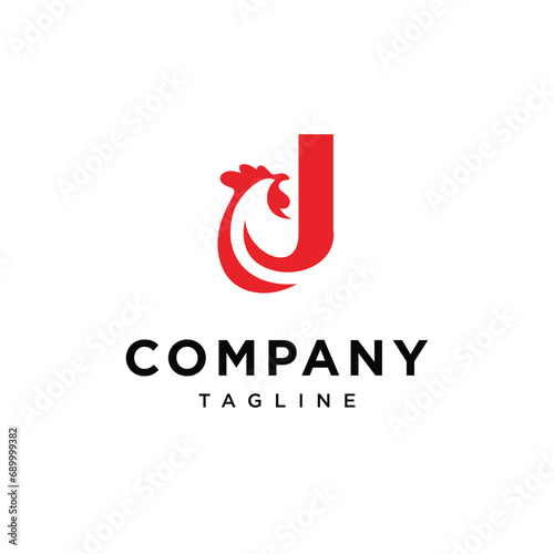 Letter J chicken Rooster logo icon vector template.eps