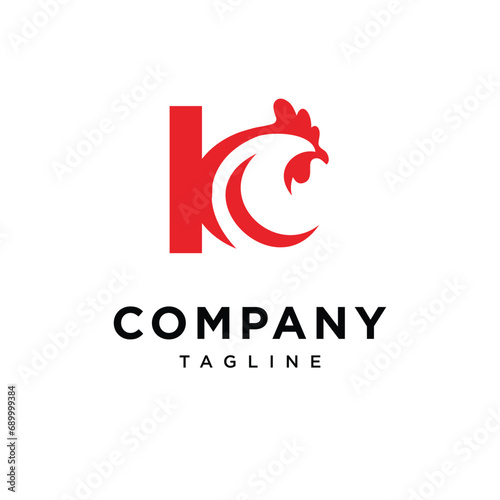 Letter K chicken Rooster logo icon vector template.eps