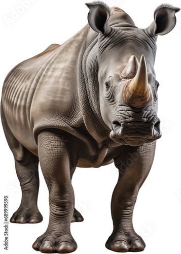 Picture of a rhinoceros isolated on transparent background, png