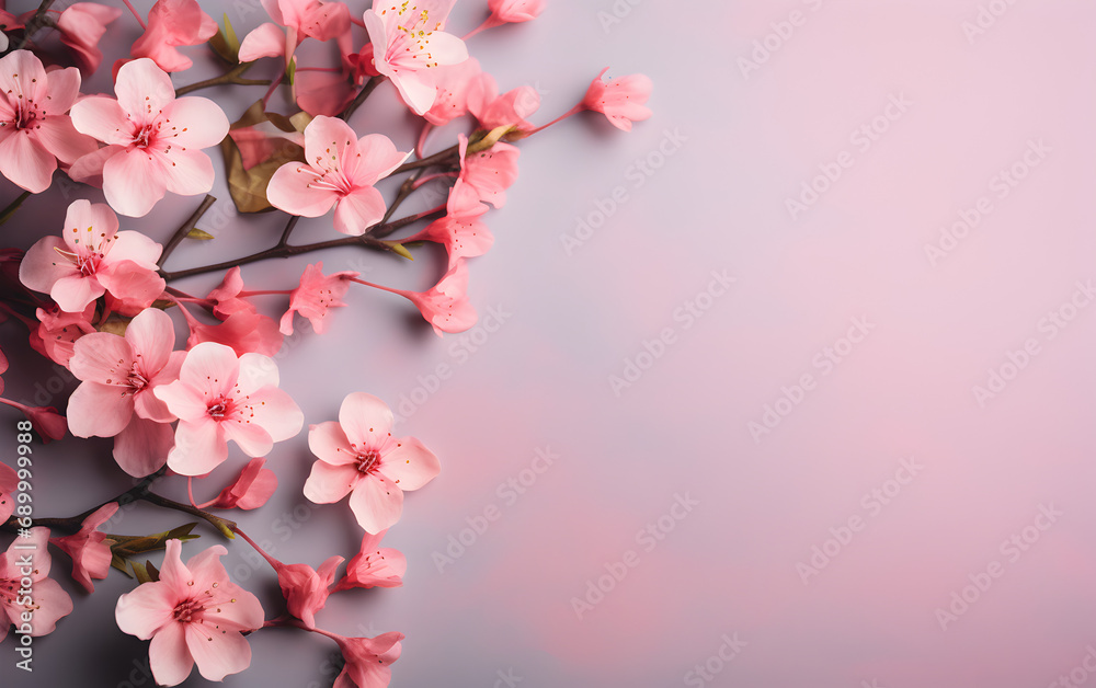 Cherry blossoms on pink background, vibrant florals, soft focal points Cherry blossoms on pink background, vibrant florals, soft focal points
