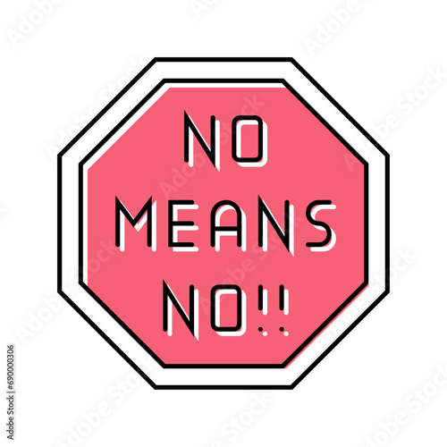 no means no feminism woman color icon vector. no means no feminism woman sign. isolated symbol illustration