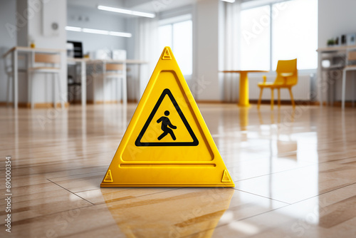 Generative AI Image of Wet Floor Safety Caution Sign in the Room