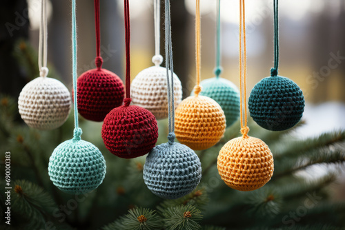 christmas balls made with wool