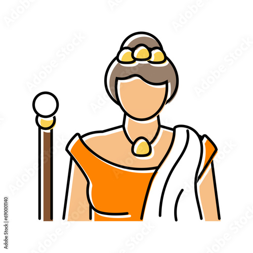 hera greek god mythology color icon vector. hera greek god mythology sign. isolated symbol illustration