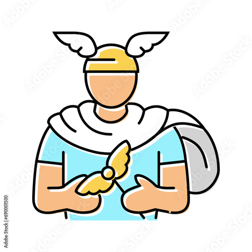 hermes greek god mythology color icon vector. hermes greek god mythology sign. isolated symbol illustration
