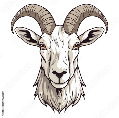 Goat Portrait Sticker, Goat mascot logo illustration, Goat character, generative ai