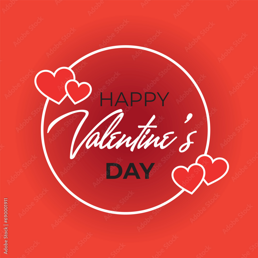 Vector illustration of elegant Valentine's day greeting card template with typography lettering, text signs, hearts, round shape white frame Vector illustration of elegant Valentine's day greeting card template with typography lettering, text signs, hearts, round shape white frame
