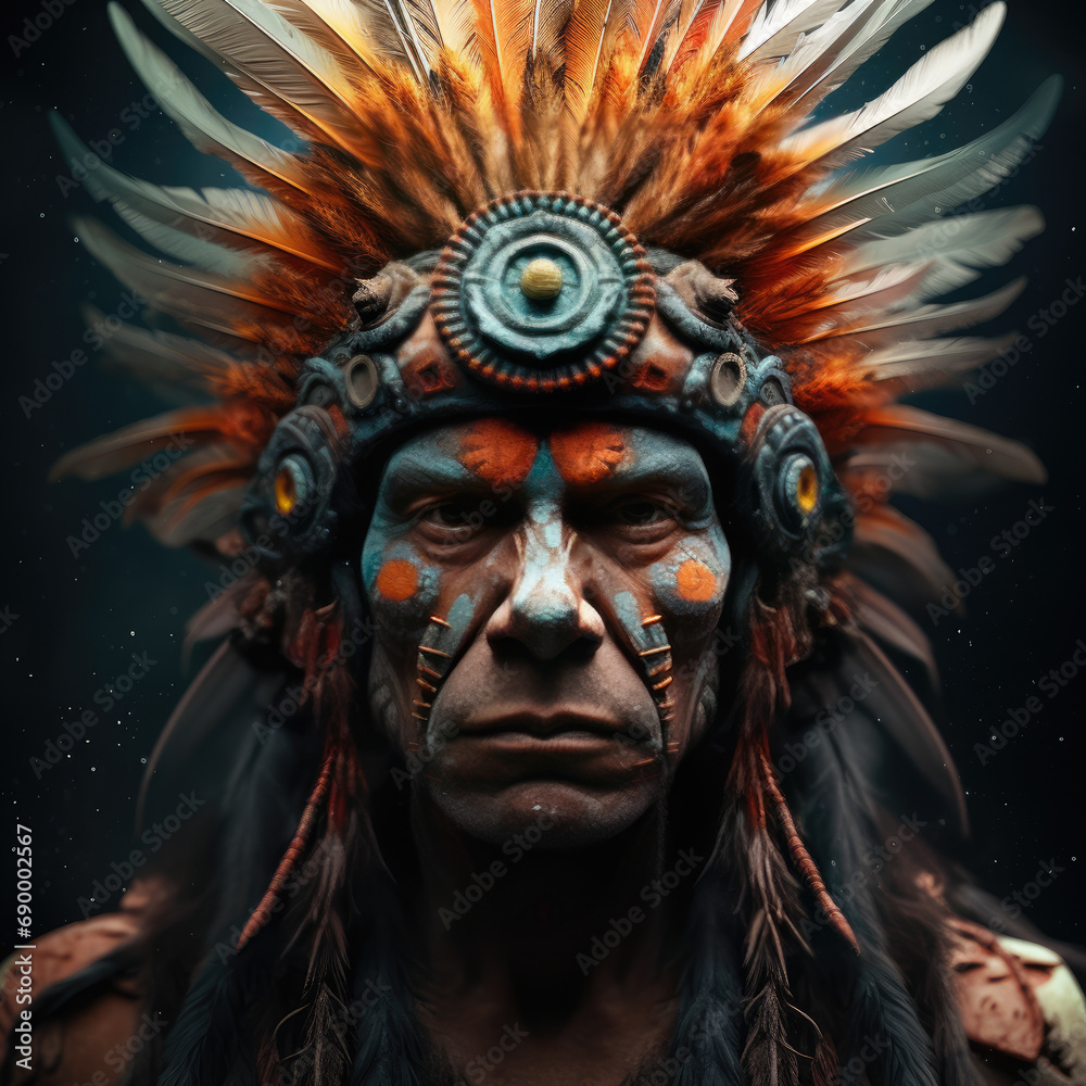 Native American chief ,3D illustration