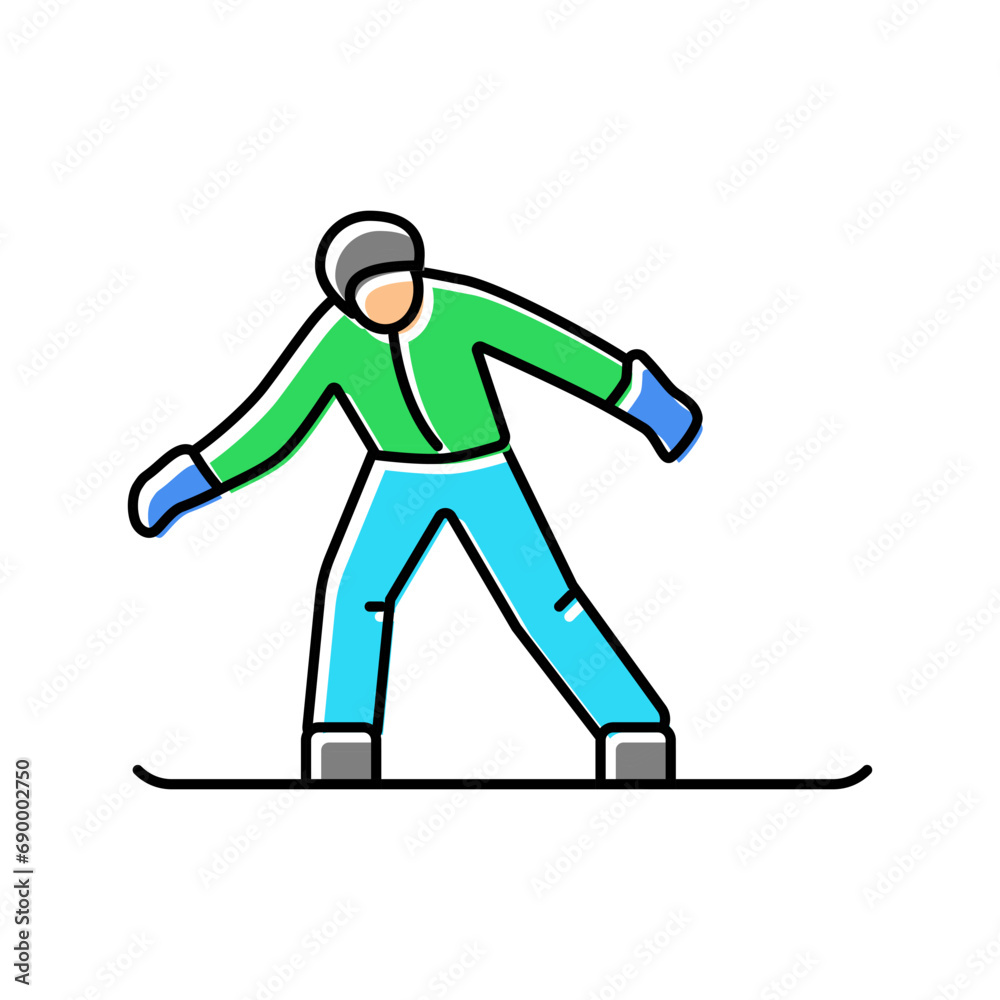 snowboarding winter season color icon vector. snowboarding winter season sign. isolated symbol illustration
