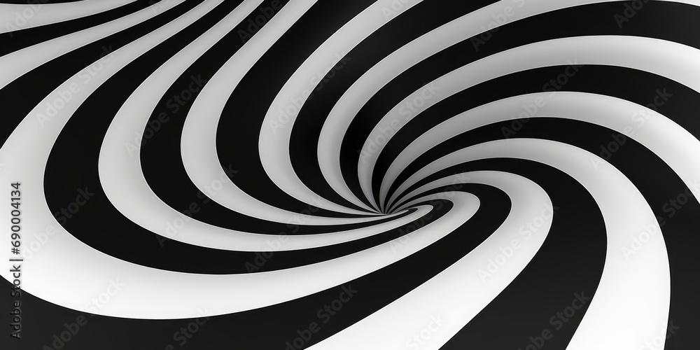 Black and white Spiral hypnotic whirlpool shape, Hypnotize background - obrazy, fototapety, plakaty 