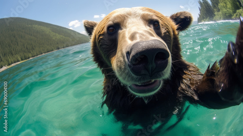 Bear Taking Selfies. Crazy wild Animal Who Took Cute Selfies.