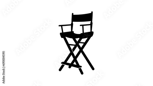 Film director high chair, black isolated silhouette